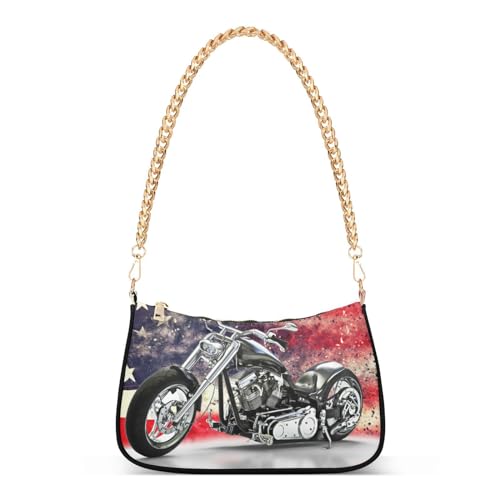 Image of Shoulder Bags for Women American US Flag Independence Day Patriotic Hobo Tote Handbag Small Clutch Purse with Zipper Closure
