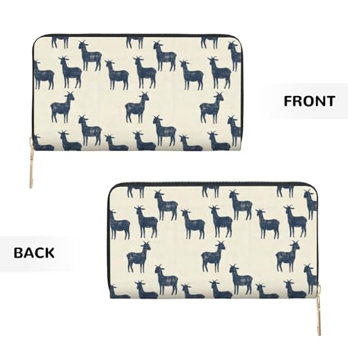Rustic Goat Silhouette Print Wallet Women Men, Long PU Leather Wallets for Women, Cute Womens Travel Wallet Purse Pouch with Zipper Pocket2