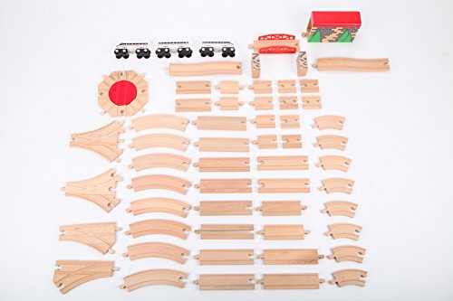 point-kids Holzeisenbahn Spielzeugeisenbahn Gleis Zug Set 59 Teile – Bild 3