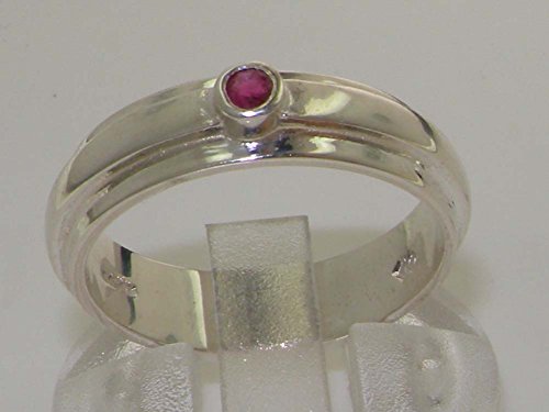 LetsBuyGold 925 Sterling Silver Real Genuine Ruby Womens Wedding Band Ring3