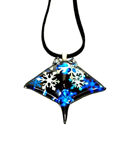 Handmade Manta Ray Stingray Art Glass Blown Sea Animal Figurine Pendant Necklace Jewelry - Christmas