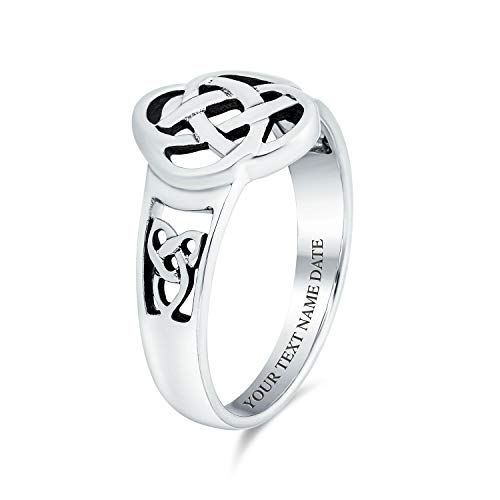 Image of Bling Jewelry Personalized Best Friends BFF Love Knot Irish Celtic Infinity Band Ring For Teen Women Oxidized .925 Sterling Silver Customizable
