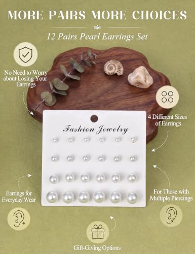 Boucles d'oreilles anti-allergic acier inoxydable perles synthétiques - 6