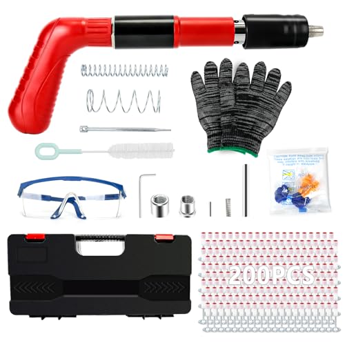 Kit de uñas de hormigón con 200 clavos, herramienta eléctrica de fijación de pared, máquina de disparo de uñas portátil