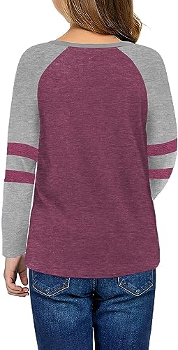Girls Shirts for 6-13 Years Long Sleeve Raglan Crewneck Tops with Pocket2