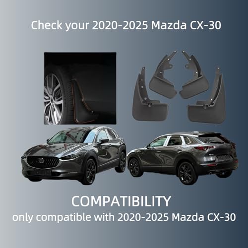 Image of No Drill Mud Flaps Splash Guards Compatible with 2020-2026 Mazda CX-30, OEM Style Textured Black Custom Fit All Weather Exterior Accessories(4PCS)