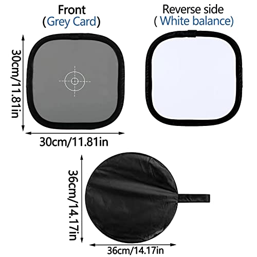 Balance Reference Card Grey White Balance Focus Board 30cm Folding 18% Grey White Balance Reflector Card Two Sides Double Face with Carry Bag Exposure Photography Card for Any Camera Photograph Shoot