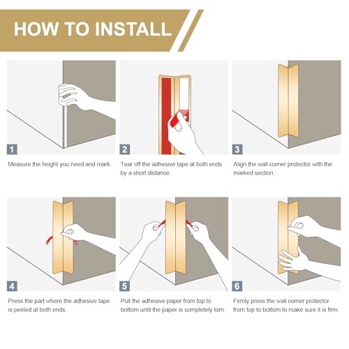 Image of Wall Corner Protector, 1-3 /8 Inch (W) x 59 Inch (L) Aluminium Alloy Corner Guards for Walls Edge Protection,Prevent Getting Scratched from Pets
