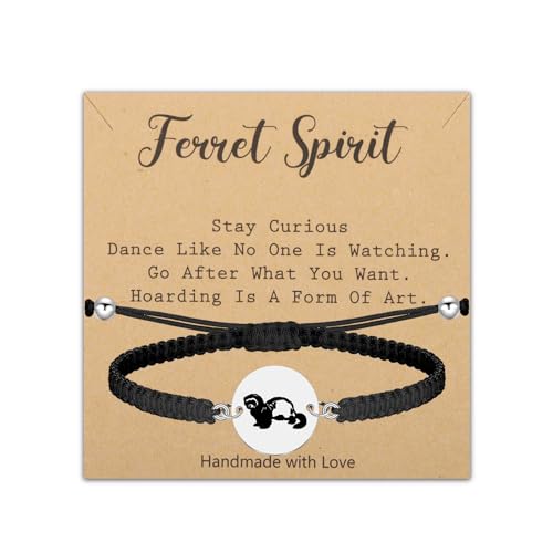 BLEOUK Ferret Gifts - Themed Jewelry Bracelet & Cards for Ferret Lovers & Owners