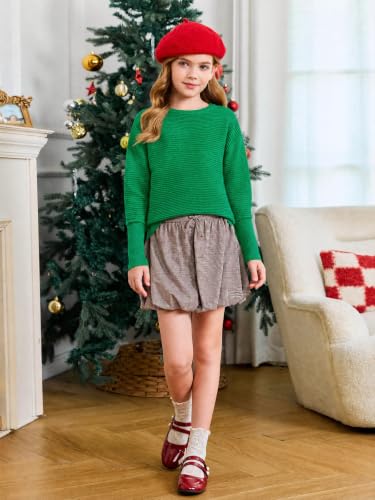 Image of Haloumoning Girls Fall Sweater Kids Ribbed Knit Split Pullover Tops 5-14Y