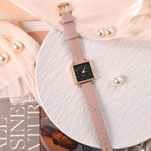 WOCCI 18mm Grace Watch Band for Ladies, Top Grain Leather, Quick Release Replacement Strap with Rose Gold Buckle (Retro Pink) - Image 3
