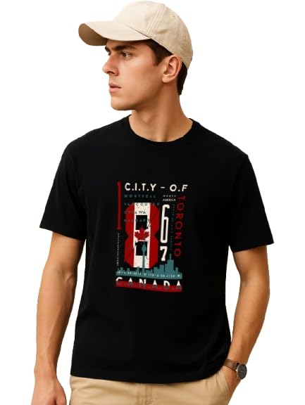 Image of JUARI BE A GENTLEMAN Men's Printed Cotton T-Shirt - Round Neck, Regular Fit, Soft & Comfortable - Trendy Casual Half Sleeve T-Shirt for Everyday Wear - Stylish & Breathable Fabric for All-Day Comfort