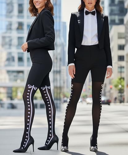Image of ToBeInStyle Women's Full Footed Pantyhose with Thigh High Designs