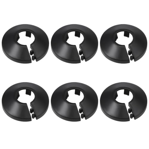 SGERUFZ 6 Piezas Radiador Plástico de Tubo Tapones para Tubos de Calefacción Embellecedor Rosetas Radiador Cubierta Collar para Tubo de 16 mm de Diámetro(Negro)