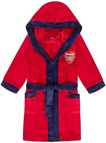 Arsenal FC Boys Dressing Gown Robe Hooded Fleece Kids OFFICIAL Football Gift