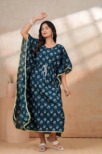 Image of BLOCKS OF INDIA Hand Block Kaftan in Cotton Fabric