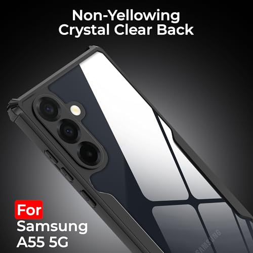 Image of A rtistque Clear Hard Transparent Acrylic Armor Anti-Drop Shockproof TPU Edge Back Cover Case for Samsung Galaxy A55 - Black