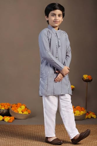 Image of Fashion Dream Boys Cotton Blend Geometric Kurta Payjama Set| Ethnic Set