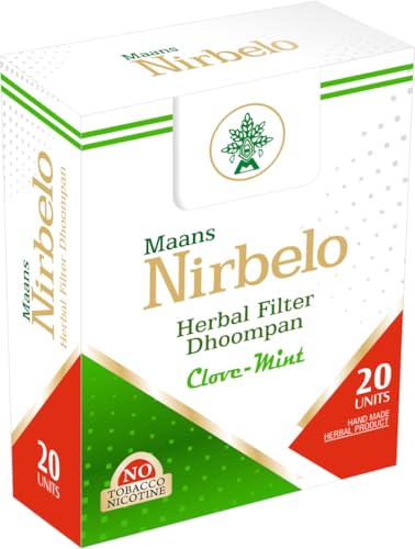 Nirbelo Herbal Cigarillos for Quit Smoking, 100% Tobacco & Nicotine Free, Nature\'s Alternative, Clove Mint Flavor, 20 Cigarettes, Pack of 1