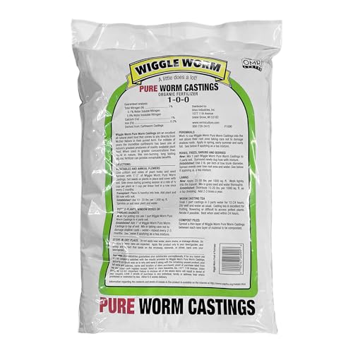 Wiggle Worm 100% Pure Organic Mineral-Dense Worm Castings Fertilizer, 30lbs - Improves Soil Fertility and Aeration for Growing Better Houseplants, Vegetables, and More