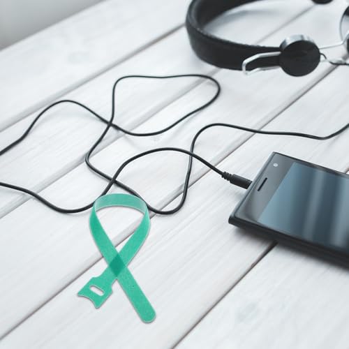 Toddmomy 100 piezas de bridas reutilizables de gancho y bucle para manejo de cables bajo escritorio, correas organizadoras de cables verdes autoadhesivas para electrónica, computadora y carga miniatura 7