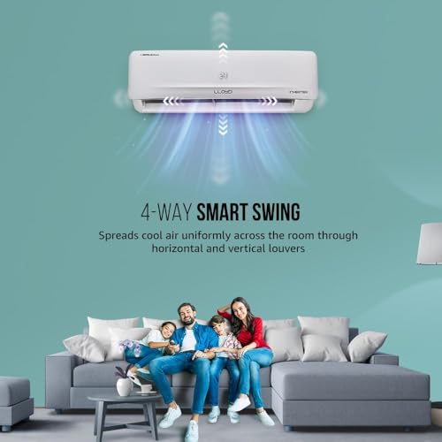 Image of Havells-Lloyd 1 Ton 3 Star Inverter Split AC (5 in 1 Convertible, Cools Up To 52C, Smart 4 Way Air Swing, Turbo Cool, Installation Check, 100% Copper, White with Silver Deco Strip, GLS12I3FWSEA)