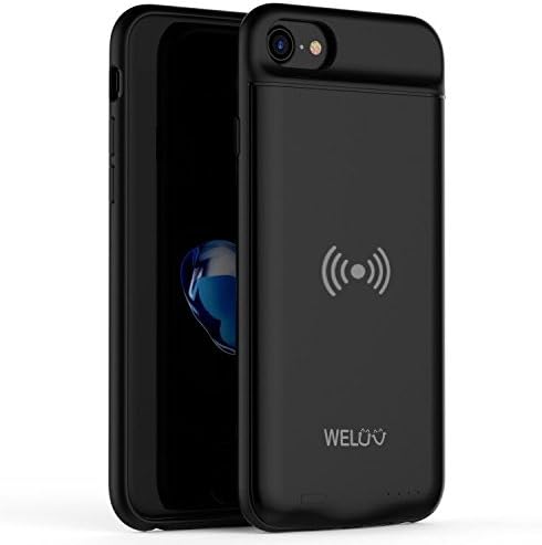 for iPhone 8 plus 7 plus 6s plus 6 plus Wireless Battery Case 4000mAh Ultra Slim Rechargeable Cover QI Standard Wireless Charging Extended Backup Protective Shell Black 5.5 inch
