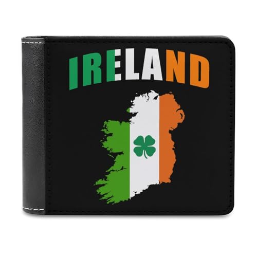 Ireland Map Flag Irish St Patricks Mens Bifold Wallet Single-Sided Printed Slim 6 Card Holders Purse Leather Money Clip