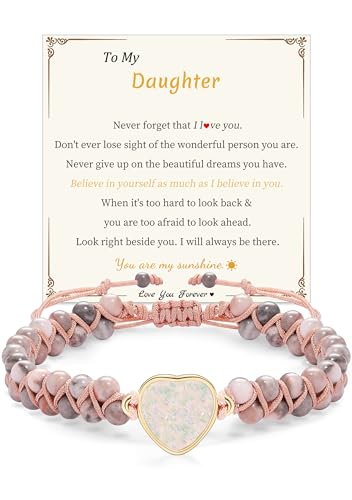 Image of Gifts for Daughter Granddaughter, To My Mom Grandma Wife Girlfriend Sister Jasper Heart Bracelets Birthday Graduation Anniversary Christmas Stocking Stuffers Valentines Mothers Day Jewelry