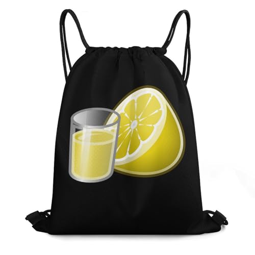 Lemon Water Drawstring Backpack Durable Sport Gym Bags Daypack for Men Women 35 * 42cm