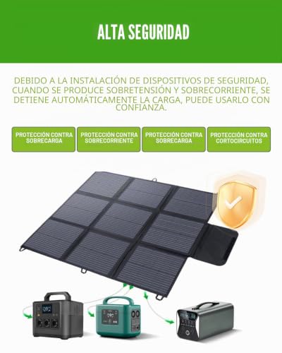 Panel solar plegable de 200W con cable de 3m y protección IP67 para camping 8