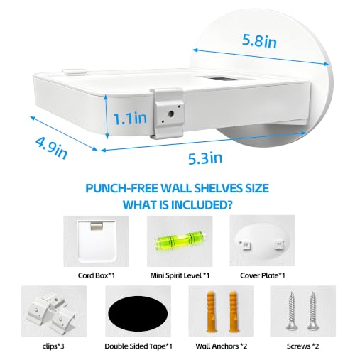 Image of Adhesive Outlet Shelf Holder, No Drill Wall Mount Cable Organizer | Universal Stick On Wall Shelf for Bathroom, Bedroom & Kitchen Storage, Cable Organization, Phone and Small Electronics