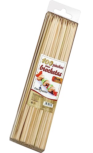 DON PALILLO - 100 brochetas de bambú de 250 x 3 mm. Pinchos para barbacoa, postres, manualidades o actividades de bricolaje (1)