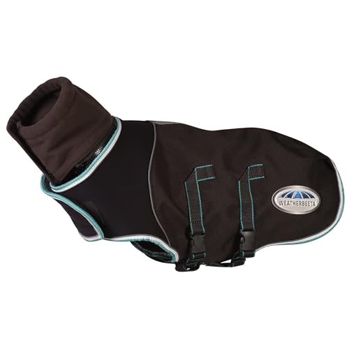 WeatherBeeta ComFiTec Ultra Cozi II Dog Coat Medium/Lite, Charcoal/Teal Blue/White, 18"