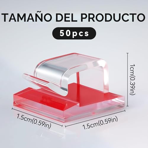 Miniatura 2 de Aujzoo 50 Piezas De Clips Y Ganchos Adhesivos Para Cables, Soporte De Gestión De Cables Para Organizador, Pared, Escritorio, Hogar Y Oficina