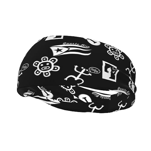 Cute Puerto Rico Flag Sports Headbands for Men Women Puerto Rican Wicking Sweatband for Men Women Running Cycling Yoga