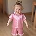 Babieshouse Toddler Girls Pajamas Sets Fashionable Ruffled Lapel V Neck Short Sleeve Tops with Solid Color Shorts 2Pcs Sleepwear (Pink, 6-7 Years)