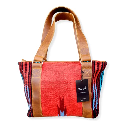 Bolso Tote Boho de Cuero y Lana Tejido a Mano miniatura 6