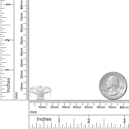 Gem Stone King 10K White Gold IGI Certified Lab Grown Diamond Engagement Ring For Women | 2.18 Cttw | Center Emerald Cut Diamond 2 Ct | E-F Color | VS1-VS2 Clarity | Available in Size 5 to 103