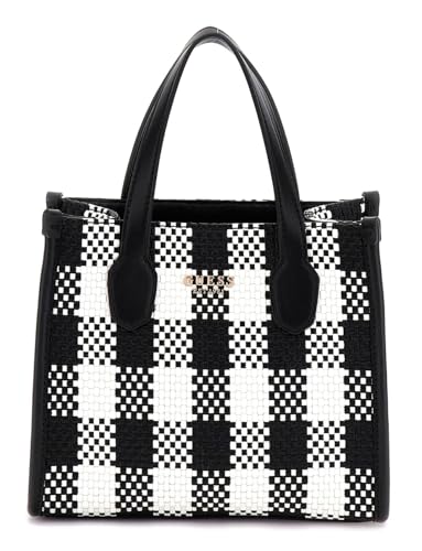 GUESS Mini bolsa Silvana com compartimento duplo, Preto Multi, One Size
