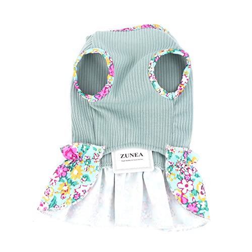 Zunea Dog Dresses for Small Dogs Floral Puppy Princess Dress Summer Female Flowers Pet Clothes Cute Fancy Skirt Soft Doggie Vest Dress Chihuahua Yorkie Apparel Outfits Green XS - Image 3