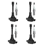 QYL Ignition Coil UF549 & Spark Plug 9029 Replacement for NV200 Cube Sentra Versa 1.6L 1.8L 2.0L l4 (Set of 4)
