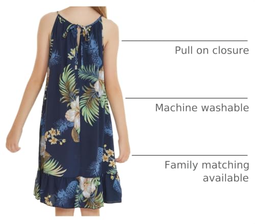 Image of Matchable Family Hawaiian Luau Men Women Girl Boy Clothes in Pineapple Garden Navy