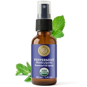 Silk Road Organic Peppermint Essential Oil Spray, USDA Certified, for Nausea, Morning Sickness, Focus & Head Tension – 1 Oz. Aromatherapy Spray
