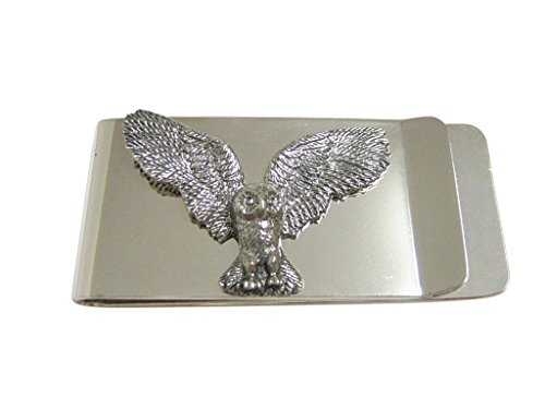 Kiola Designs Silver Toned Textured Owl Bird Money Clip