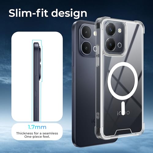 Image of A rtistque Clear Back Cover Case for iQOO Z11x 5G / Vivo T5x 5G / Vivo Y51 Pro 5G | Compatible with Mag-Safe | Premium Transparent Cover | Shockproof TPU Bumper | iQOO Z11x Back Cover - Transparent