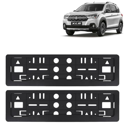 Image of KINGSWAY XL6 Car Number Plate Frames for All 2019 to 2022 Models of Maruti Suzuki Car Registration Plate Holders, Black Licence Plate Covers (Front and Rear), Universal Size 51.5 x 14.5 cm