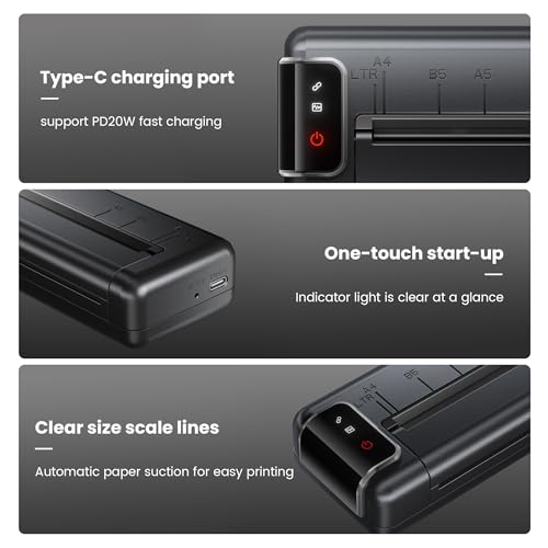 ItriAce Q302 Portable Printers Wireless for Travel, WiFi & Bluetooth Thermal Printers for Home Use, Inkless Mobile Compact Printer, Upgraded Wireless Printer Support 8.5'' x 11'' US Letter, 300Dpi