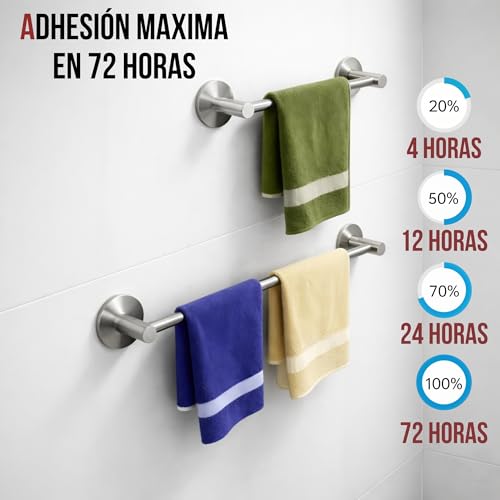 Toalleros De Baño Sin Taladro - Colgador Toalla Baño - Cuelga Toallas Baño Adhesivo - Toallero Adhesivo Baño - Accesorios Baño Sin Taladro - Toallero Sin Taladro (Acero Cepillado) - imagen 5