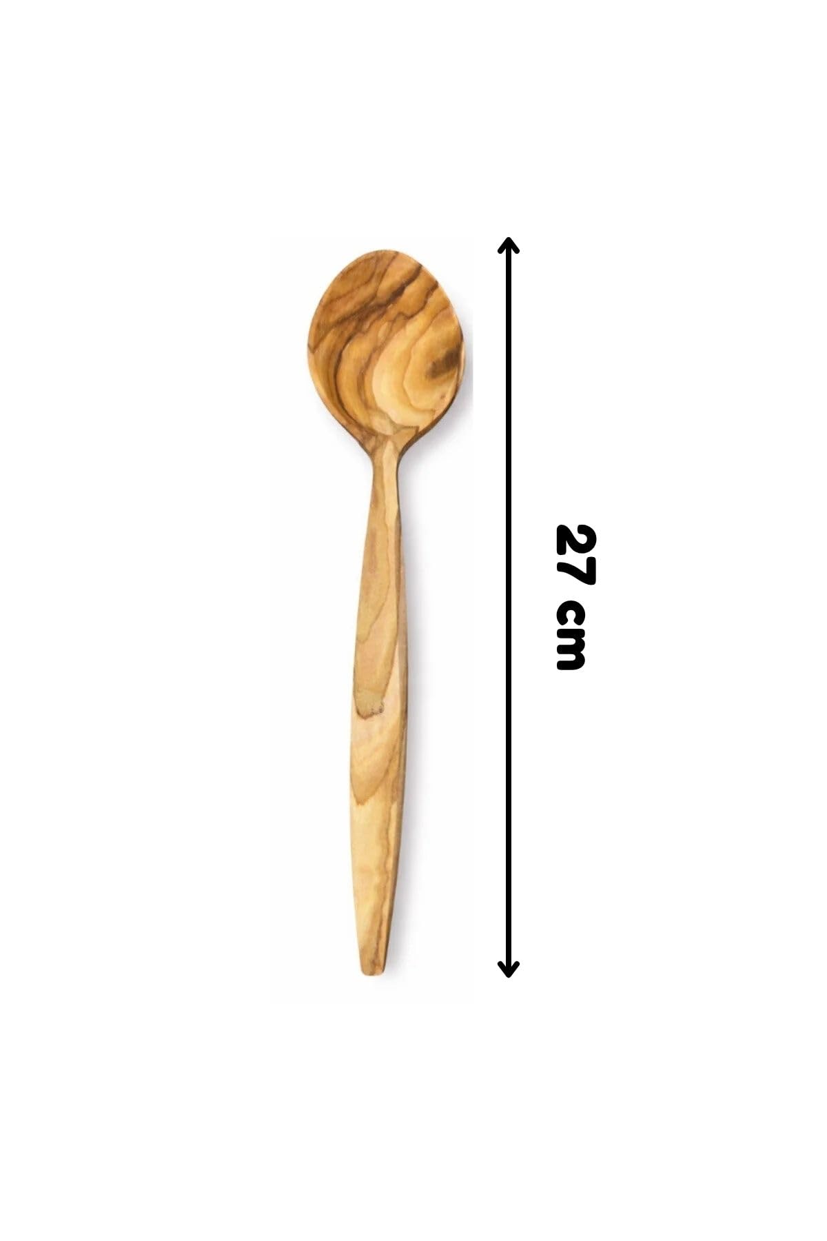 Doğal Zeytin Ağacı, El Yapımı Servis Kaşığı, 27 cm, Ahşap, Kahverengi, BPA Free, 1 Adet